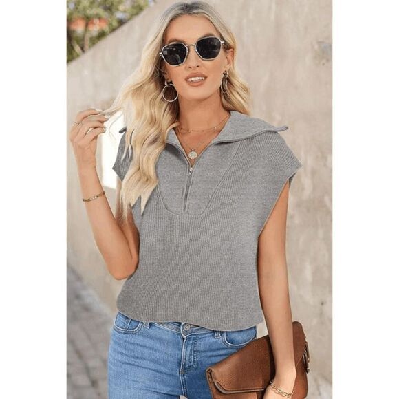 Sleeveless Half Zip Pullover Sweater - 2XL - Picture 4 of 4